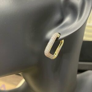 3Tone Square Hoop Earring / 3Tono Cuadrado Aro Aretes